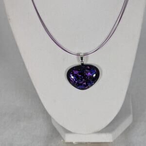 Dichroic pendant neckwire is 18" long pendant is 11/4" x 1 3/8"